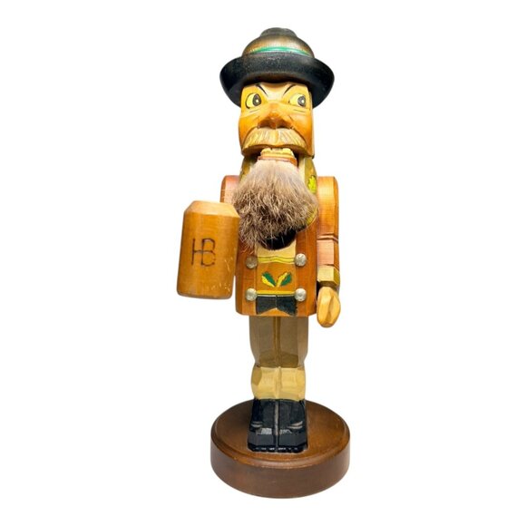 Vintage German Wooden Beer Drinker Nutcracker Figurine With Traditional Costume - Picture 1 of 8